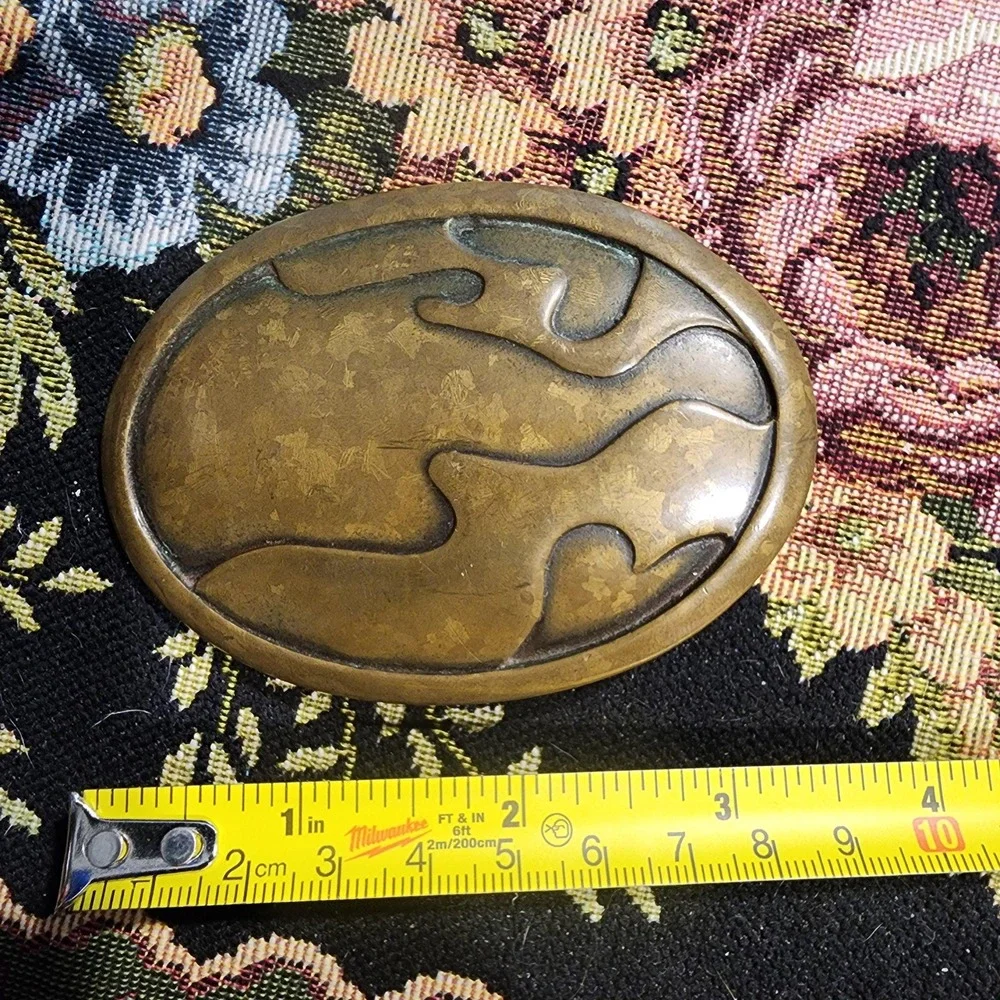 Vintage Derek Marchi Solid Brass Hand Made Belt Buckle